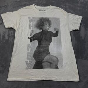Whitney Houston Shirt Mens Large White Graphic‎ Tee R&B Singer Music Icon